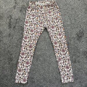 Jax & Lennon cream leggings with pink, tan and gold flowers